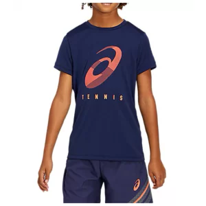 Asics Practice B Spiral T Peacoat Sunrise Red - koszulka tenisowa