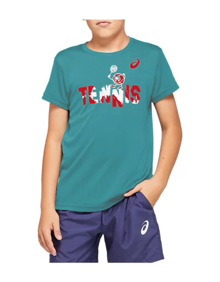 Asics Tennis B Graphic T Techno Cyan - koszulka tenisowa