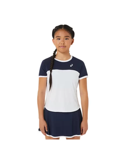 Asics Girls Tennis SS Top Brilliant White Midnight - dziewczęca koszulka tenisowa