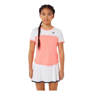 Asics Girls Tennis SS Top Guava Brilliant White - dziewczęca koszulka tenisowa