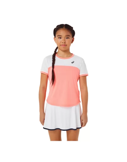 Asics Girls Tennis SS Top Guava Brilliant White - dziewczęca koszulka tenisowa