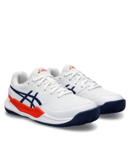 Asics Gel-Resolution 9 GS Clay White Blue Expanse - juniorskie buty tenisowe