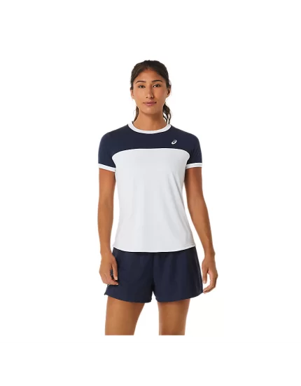 Asics Women Court SS Top Brilliant White Midnight - damska koszulka tenisowa