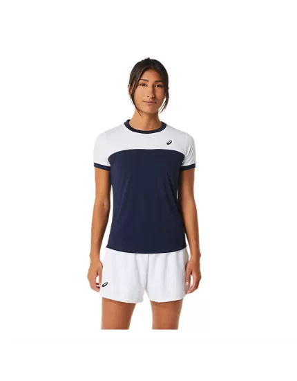 Asics Women Court SS Top Midnight Brilliant White - damska koszulka tenisowa