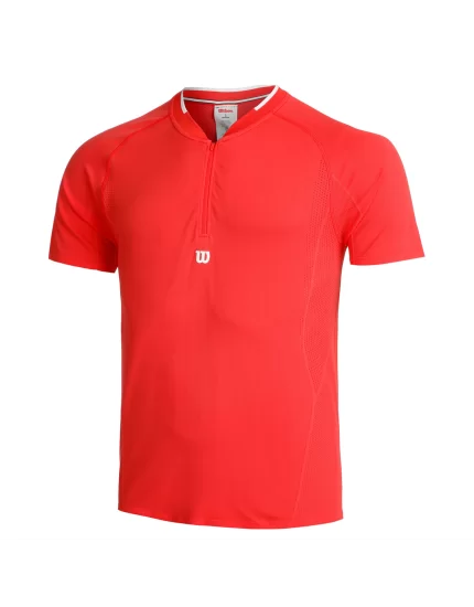 Wilson M Players Seamless Zip HNLY 2.0 Red - męska koszulka tenisowa
