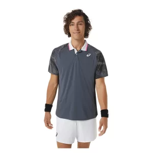 Asics Men Court Graphic Polo-Shirt Carrier Grey - męska koszulka tenisowa