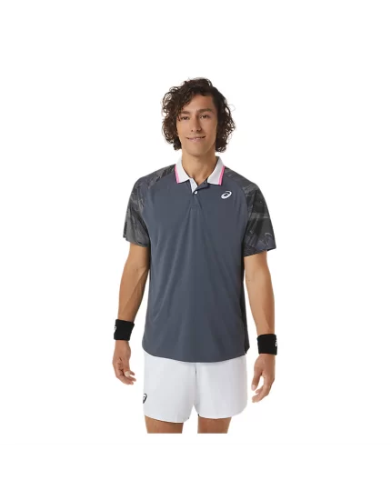 Asics Men Court Graphic Polo-Shirt Carrier Grey - męska koszulka tenisowa