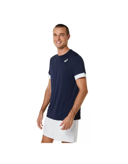 Asics Men Court SS Top Midnight Brilliant White - męska koszulka tenisowa
