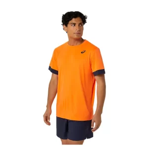 Asics Men Court SS Top Shocking Orange Midnight - męska koszulka tenisowa