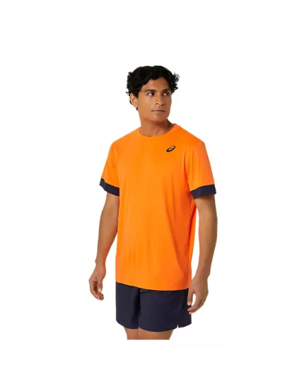 Asics Men Court SS Top Shocking Orange Midnight - męska koszulka tenisowa