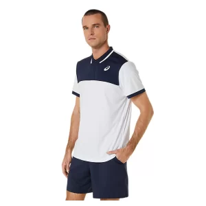 Asics Men Court Polo Shirt Brilliant White Midnight - męska koszulka tenisowa