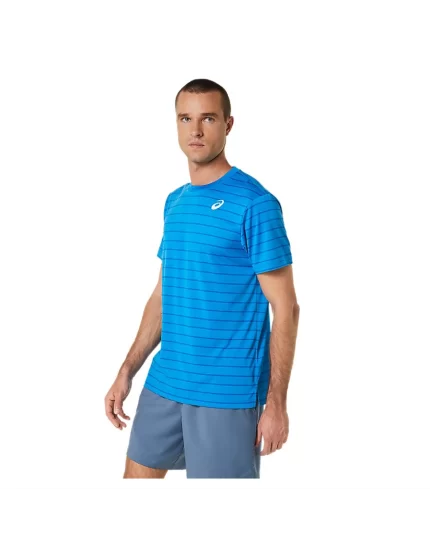 Asics Men Court Stripe SS Top Directoire Bluet - męska koszulka tenisowa