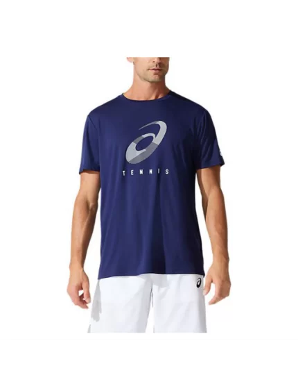 Asics Court M Spiral Tee Peacoat White - koszulka tenisowa