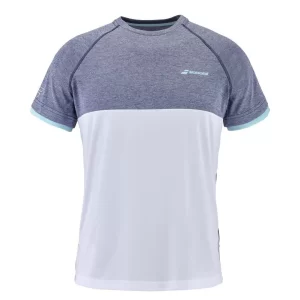 Babolat Play Crew Neck Tee White Blue - koszulka tenisowa