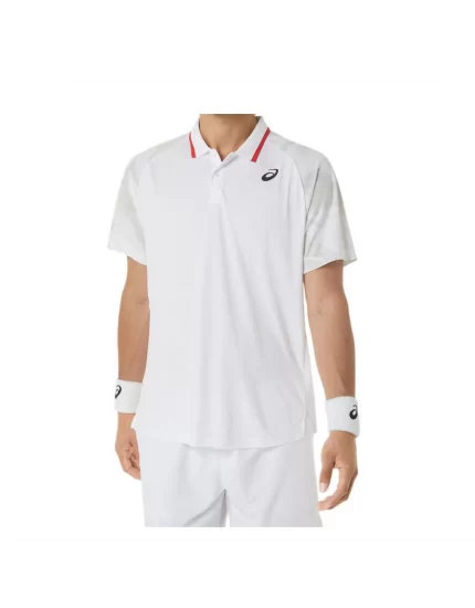 Asics Men Court Graphic Polo-Shirt Brilliant White - męska koszulka tenisowa