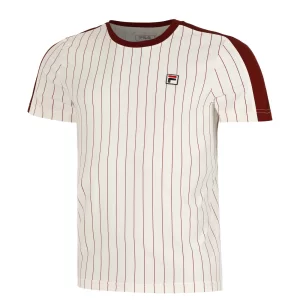 Fila T-Shirt Stripes Jascha 2 White Alyssum Cabernet - koszulka tenisowa