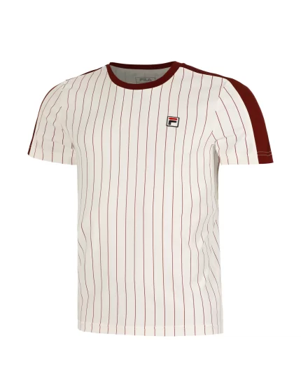 Fila T-Shirt Stripes Jascha 2 White Alyssum Cabernet - koszulka tenisowa