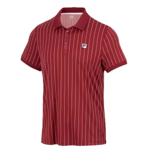 Fila Polo Stripes Bjorn Cabernet White Alyssum - koszulka tenisowa
