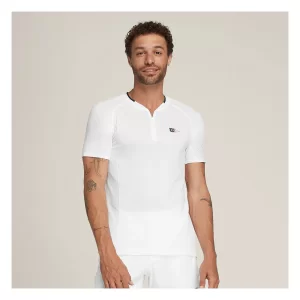 Wilson M Bela Series Players Seamless Zip Henley 2.0 Bright White - koszulka tenisowa