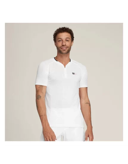 Wilson M Bela Series Players Seamless Zip Henley 2.0 Bright White - koszulka tenisowa