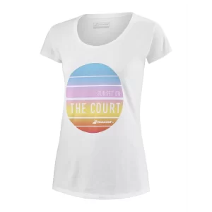 Babolat Exercise Message Tee Women Biała - damska koszulka tenisowa