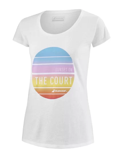 Babolat Exercise Message Tee Women Biała - damska koszulka tenisowa