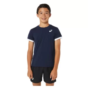 Asics Boys Tennis SS Top Midnight Brilliant White - koszulka chłopięca