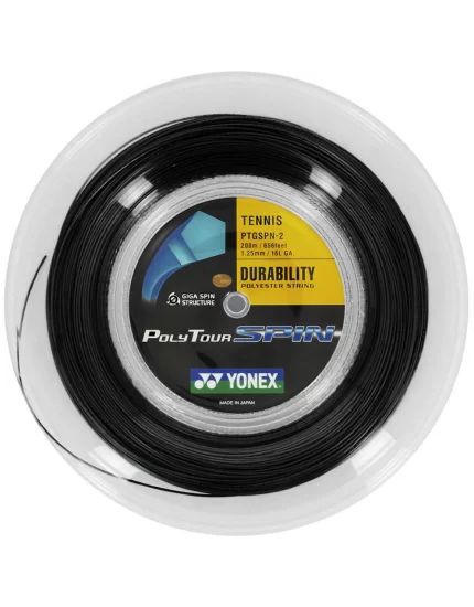 Yonex Poly Tour Spin Czarny 200m - naciąg tenisowy