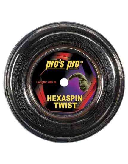 Pro's Pro Hexaspin Twist Czarny 200m - naciąg tenisowy