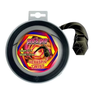 Pro's Pro Hexaspin Twist Czarny - naciąg tenisowy