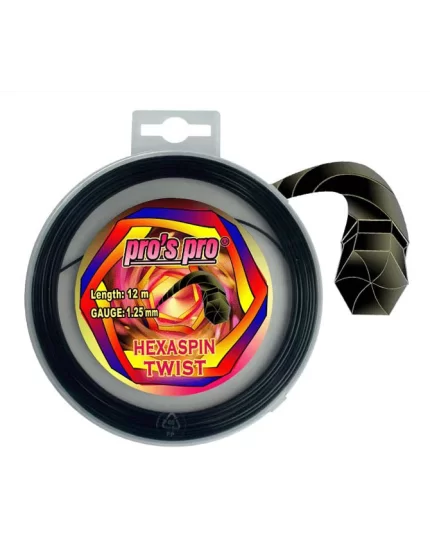Pro's Pro Hexaspin Twist Czarny - naciąg tenisowy