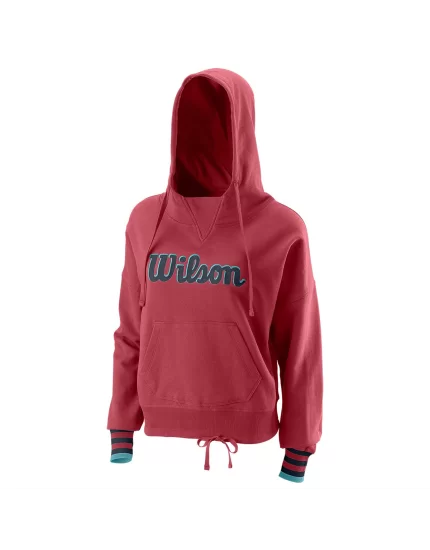 Wilson Night Script Eco Cotton PO Hoody W Earth Red  - bluza tenisowa