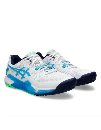 Asics Gel-Resolution 9 White Digital Aqua - buty tenisowe