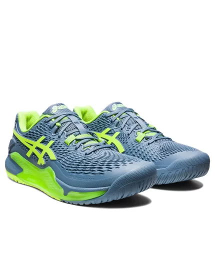 Asics Gel-Resolution 9 Steel Blue Hazard Green - buty tenisowe
