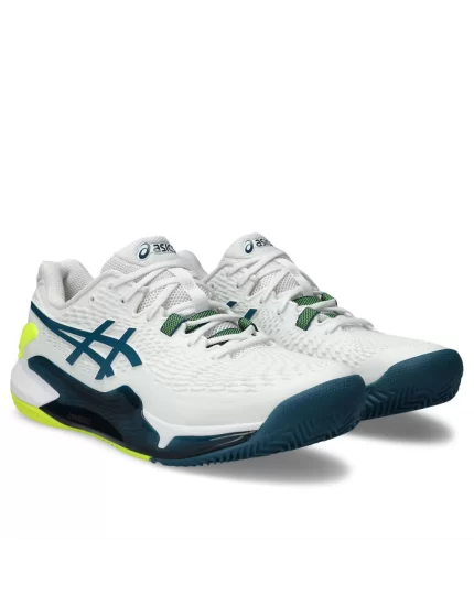 Asics Gel-Resolution 9 Clay White Restful Teal - buty tenisowe