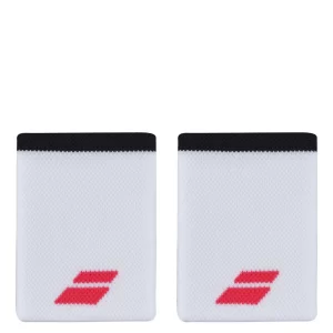 Babolat Logo Jumbo Wristband White Strike Red (2 szt.) - frotki na nadgarstki