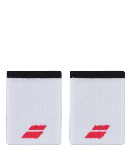 Babolat Logo Jumbo Wristband White Strike Red (2 szt.) - frotki na nadgarstki