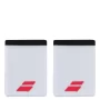 Babolat Logo Jumbo Wristband White Strike Red (2 szt.) - frotki na nadgarstki