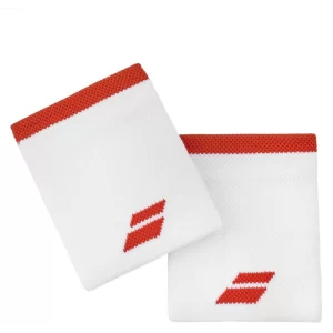 Babolat Logo Jumbo Wristband White Fiesta Red (2 szt.) - frotki