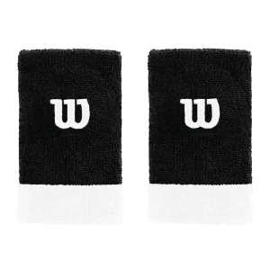 Wilson Extra Wide Wristband Czarno Białe (2 szt.) - frotki