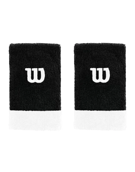 Wilson Extra Wide Wristband Czarno Białe (2 szt.) - frotki