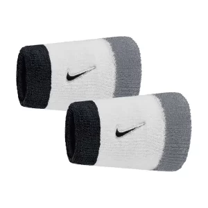 Nike Swoosh Wristbands (2 szt.) Black Grey White - frotki na nadgarstek
