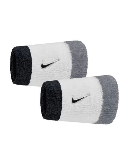 Nike Swoosh Wristbands (2 szt.) Black Grey White - frotki na nadgarstek