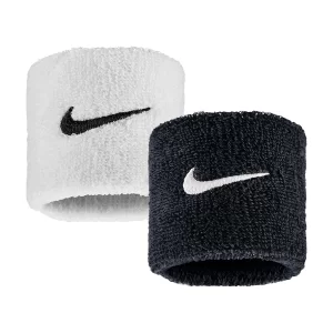 Nike Swoosh Wristbands (2 szt.) Black White - frotki na nadgarstek