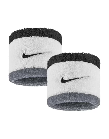 Nike Swoosh Wristbands (2 szt.) Black White Grey - frotki na nadgarstek