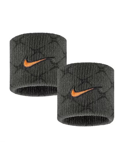 Nike Swoosh Classic Printed Wristbands Dri Fit Anthracite Black Total Orange (2 szt.) - frotki na nadgarstek