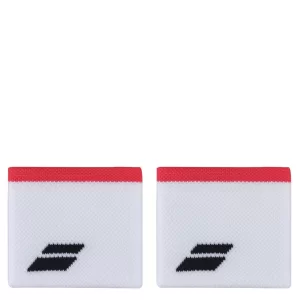 Babolat Logo Wristband White Strike Red (2 szt.) - frotki na nadgarstek