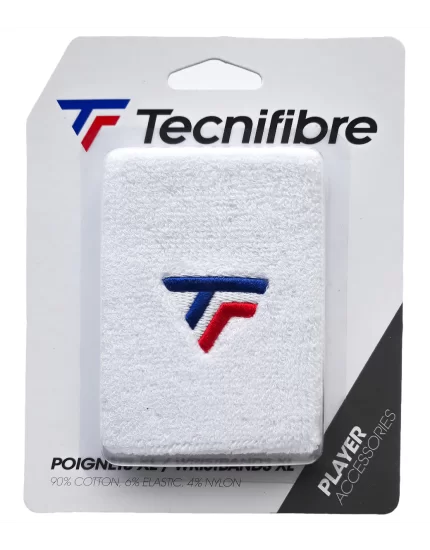 Tecnifibre Wristband XL White (New Logo) - frotka na nadgarstek