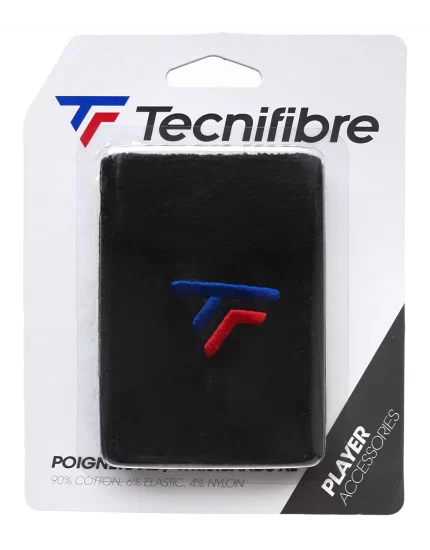 Tecnifibre Wristband XL Black (New Logo) - frotka na nadgarstek
