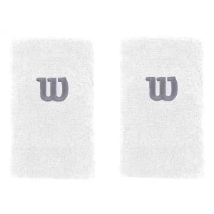 Wilson Extra Wide Wristband Biale (2 szt.) - frotki na nadgarstki